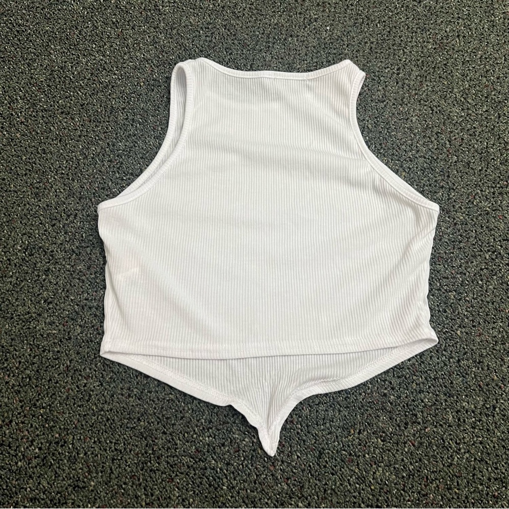 PRETTYLITTLETHING White Triangle Handkercheif Racer Back Tank Top Shirt Top Sz S - Picture 12 of 16